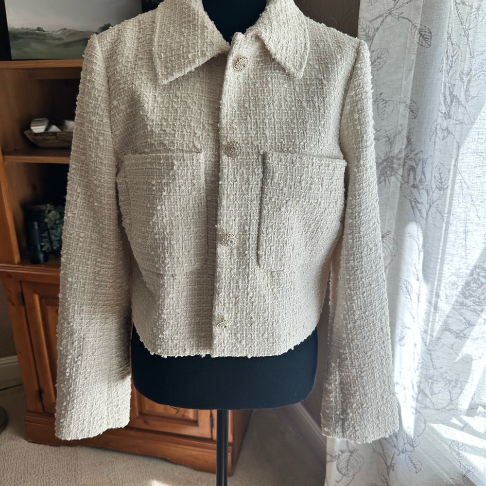 H&M Women's Cream Tweed Jacket